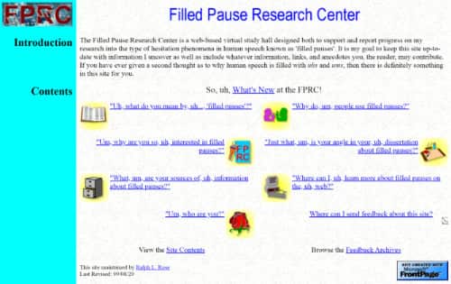 FPRC original site (1998) screenshot